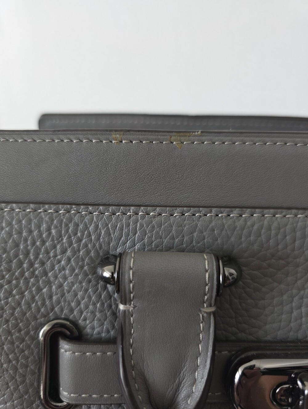 Coach Swagger 27 Carryall Pebbled Leather Satchel in Heather Gray Gunmetal 87295 - Picture 11 of 12